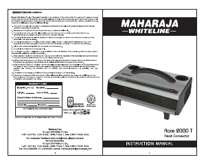 Bruksanvisning Maharaja Whiteline Flare 2000T Värmefläkt
