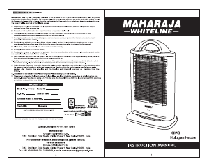 Bruksanvisning Maharaja Whiteline Lava Värmefläkt