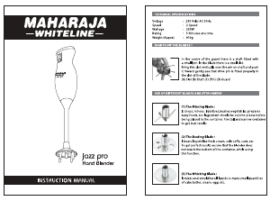 Manual Maharaja Whiteline Jazz+ Hand Blender
