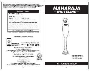 Manual Maharaja Whiteline Speedmix Hand Blender