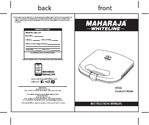 Manual Maharaja Whiteline Viva Contact Grill