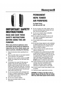 Manual de uso Honeywell HHT-100 Purificador de aire