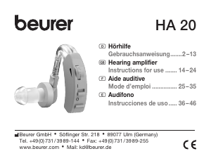 Manual Beurer HA 20 Hearing Aid