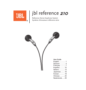 Handleiding JBL Reference 210 Koptelefoon