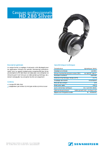 Mode d’emploi Sennheiser HD 280 Silver Casque