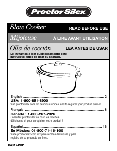 Bruksanvisning Proctor Silex 33111Y Slow cooker