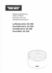 Bedienungsanleitung Turmix AX 200 Luftbefeuchter