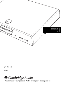 Mode d’emploi Cambridge Azur 651C Lecteur CD
