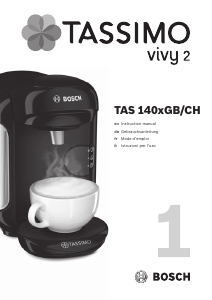 Manuale Bosch TAS1404GB Tassimo Vivy 2 Macchina da caffè