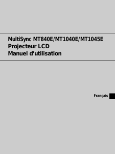 Mode d’emploi NEC MT1040E MultiSync Projecteur