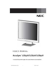 Manual NEC AccuSync LCD92V LCD Monitor