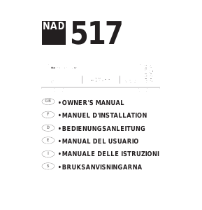 Manuale NAD 517 Lettore CD