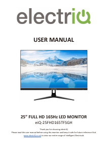 Bruksanvisning ElectriQ eiQ-25FHD165TFSGH LED skärm