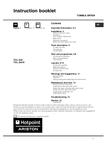 Bruksanvisning Hotpoint TCL G31 Torktumlare