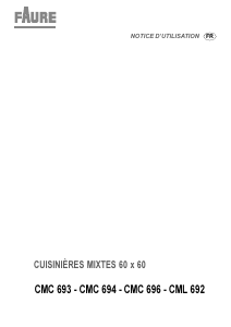 Mode d’emploi Faure CMC693J-1 Cuisinière