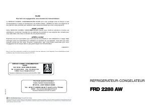 Mode d’emploi Faure FRD2288AW Réfrigérateur combiné