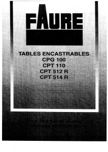 Mode d’emploi Faure CPG100N Table de cuisson