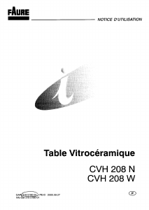 Mode d’emploi Faure CVH208W Table de cuisson