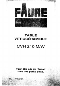 Mode d’emploi Faure CVH210W Table de cuisson