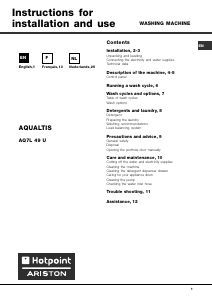 Bruksanvisning Hotpoint Aqualtis AQ7L 49 U Tvättmaskin