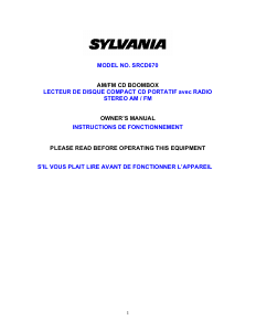Mode d’emploi Sylvania SRCD670 Stéréo