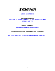 Bruksanvisning Sylvania SRCD670 Stereoanläggning