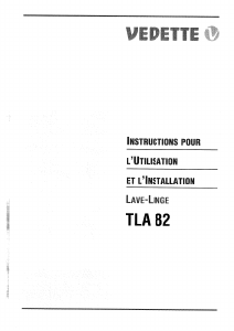 Mode d’emploi Vedette TLA82 Lave-linge