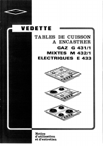Mode d’emploi Vedette G431 Table de cuisson