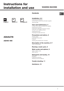 Mode d’emploi Hotpoint Aqualtis AQ94D 49 D Lave-linge