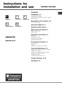 Bruksanvisning Hotpoint Aqualtis AQLF9D 69 U Tvättmaskin