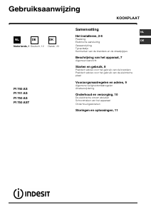 Handleiding Indesit PI 740 AS Kookplaat