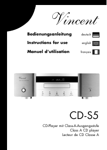 Bedienungsanleitung Vincent CD-S5 CD-player