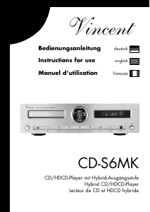 Handleiding Vincent CD-S6MK CD speler