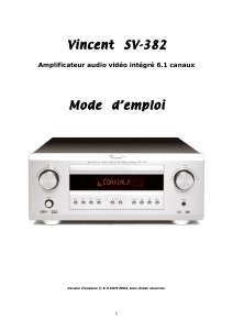 Mode d’emploi Vincent SV-382 Amplificateur
