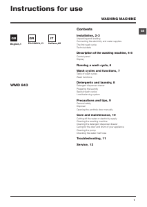 Εγχειρίδιο Hotpoint Maxi WMD 843BS Πλυντήριο