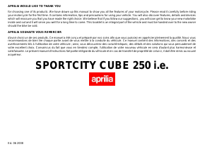 Mode d’emploi Aprilia Sportcity Cube 250 i.e (2008) Scooter