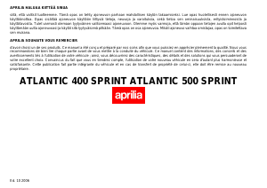 Mode d’emploi Aprilia Atlantic 400 Sprint (2006) Scooter