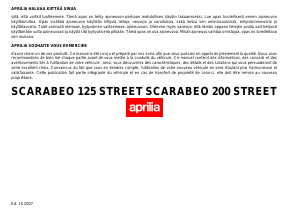 Mode d’emploi Aprilia Scarabeo 125 Street (2007) Scooter