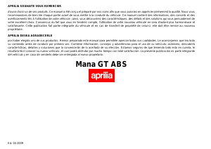 Manual de uso Aprilia Mana 850 GT ABS (2009) Motocicleta