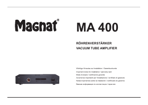 Manual Magnat MA 400 Amplifier