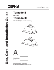 Handleiding Zephyr AK8300ASX Tornado III Afzuigkap