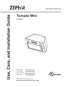 Handleiding Zephyr AK8400AS Tornado Mini Afzuigkap