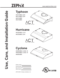 Handleiding Zephyr AK6542BS Cyclone Afzuigkap