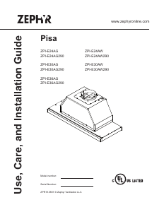 Handleiding Zephyr ZPI-E30AG Pisa Afzuigkap