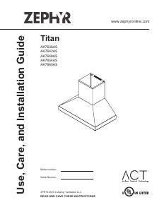 Bruksanvisning Zephyr AK7654AS Titan Köksfläkt