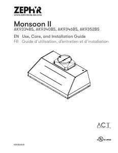 Handleiding Zephyr AK9352BS Monsoon II Afzuigkap