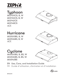 Handleiding Zephyr AK2100CB Typhoon Afzuigkap