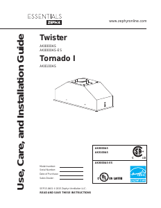 Bruksanvisning Zephyr AK8000AS-ES Twister Köksfläkt