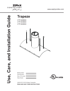 Bruksanvisning Zephyr CTP-E48BSX Trapeze Köksfläkt
