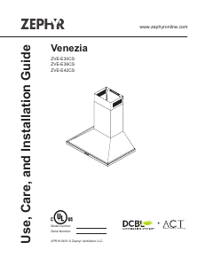 Bruksanvisning Zephyr ZVE-E42CS Venezia Köksfläkt
